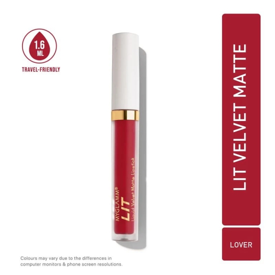 LIT Velvet Matte Liquid Lipstick - Lover (Red Shade) | Hydrating, Creamy, Full Coverage Liquid Lipstick With Vitamin E (1.6 ml)