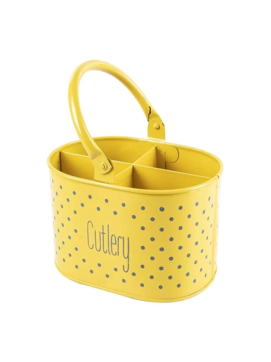 Polka Dot Cutlery Holder - Yellow