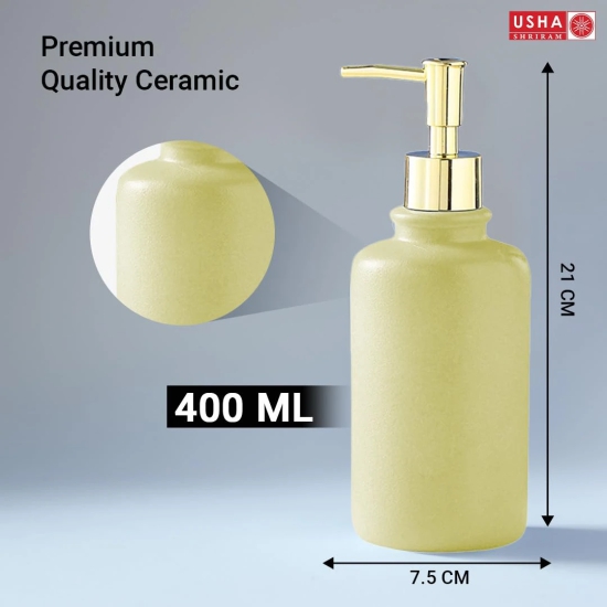 USHA SHRIRAM 400ml Ceramic Soap Dispenser Set, Kitchen Dish Soap Pump, Hand Shower Washing, Pack of 4, Green-USHA SHRIRAM 400ml Ceramic Soap Dispenser Set for Kitchen Sink, Hand Shower, Lotion, D