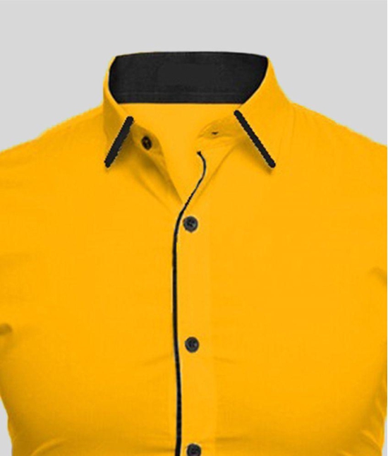 Life Roads - Yellow Cotton Slim Fit Men''s Casual Shirt (Pack of 1 ) - None