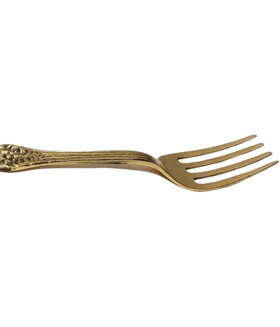 A & H ENTERPRISES - Gold Brass Dessert Fork ( Pack of 4 ) - Gold