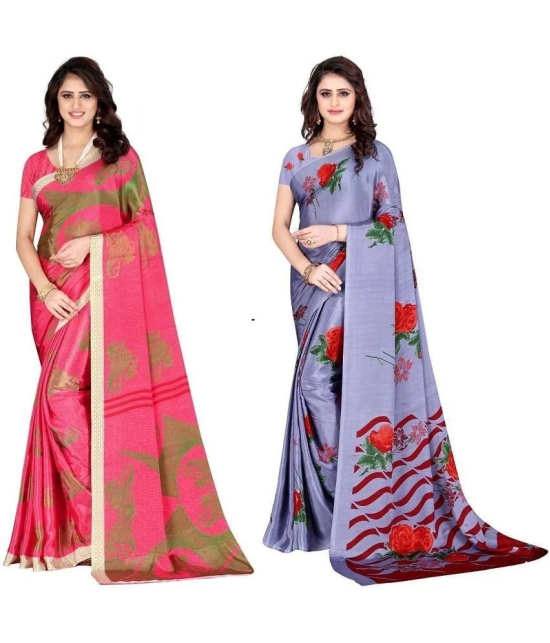 LEELAVATI - Multicolor Crepe Saree With Blouse Piece ( Pack of 2 ) - Multicolor