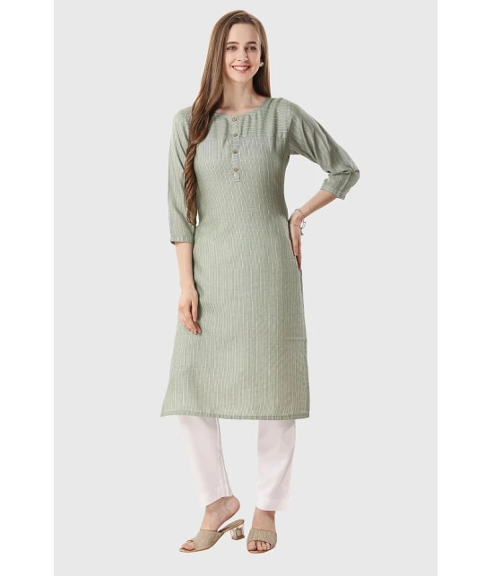 Meher Impex Cotton Striped Straight Womens Kurti - Olive ( Pack of 1 ) - None