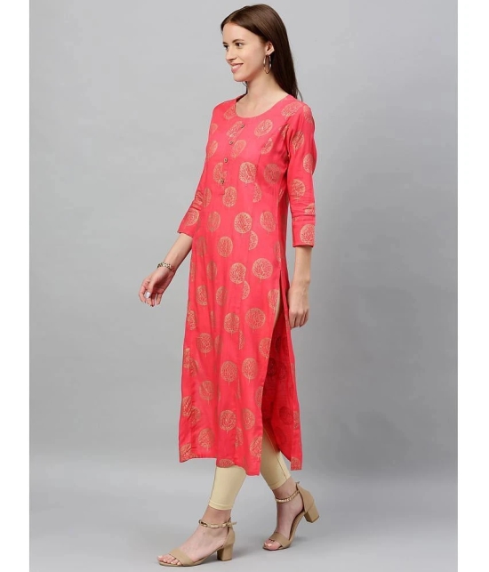 KIPEK - Pink Rayon Womens Straight Kurti ( Pack of 1 ) - None