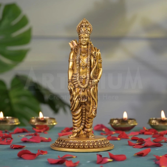 Artarium Lord Ram Darbar Murti | Rama Sita Lakshman Hanuman Statue | Ram Parivar Murti for Home/Office (Antique) (Ram Darbar, 6 INCH)