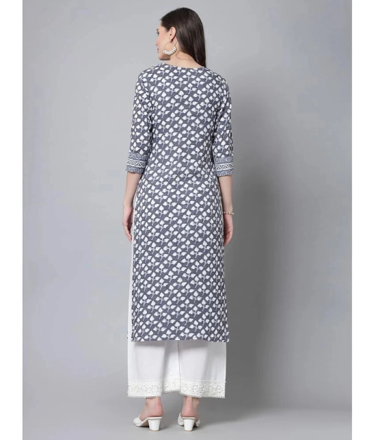 KIPEK Rayon Printed Straight Womens Kurti - Grey ( Pack of 1 ) - None