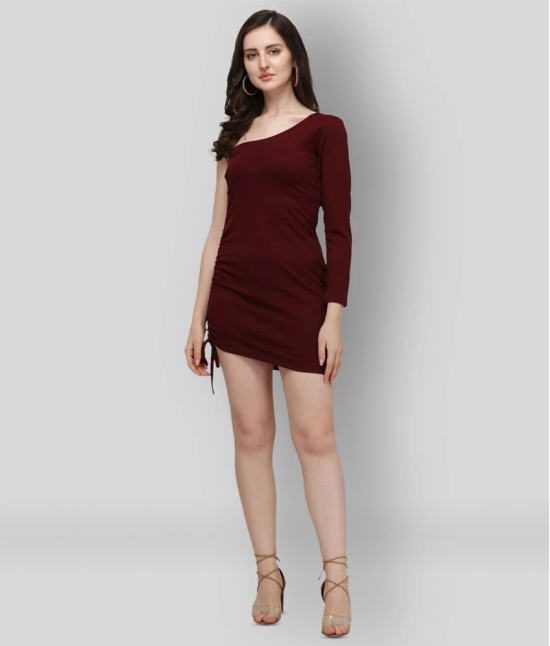 Selvia - Maroon Cotton Lycra Womens Bodycon Dress ( Pack of 1 ) - None