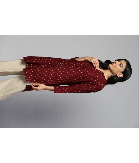 HIGHLIGHT FASHION EXPORT - Maroon Rayon Women''s Straight Kurti ( Pack of 1 ) - None