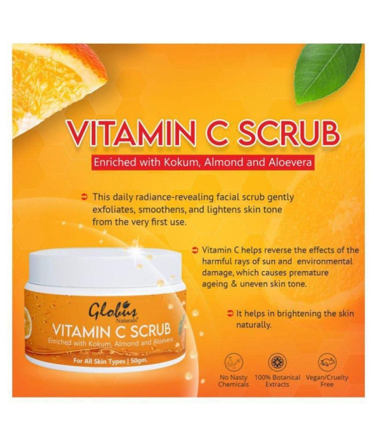 Globus Naturals Vitamin-C Brightening Facial Scrub 50 gm Pack of 2