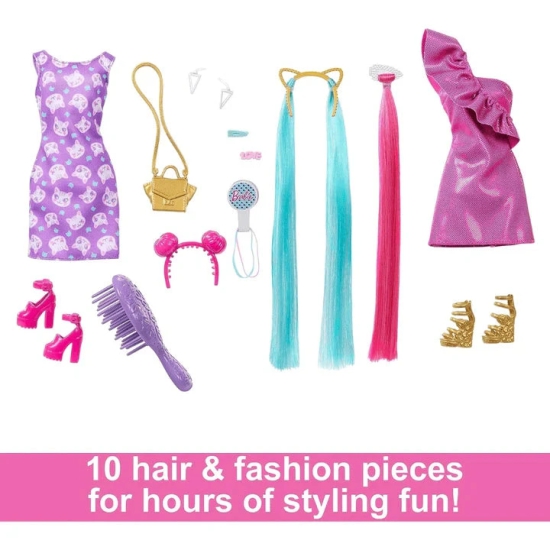 Unleash Your Creativity: Barbie Fun & Fancy Hair Doll with Extra-Long Colorful Blonde Hair and Styling Accessories