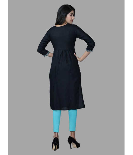 HAYA - Black Rayon Women''s A-line Kurti ( Pack of 1 ) - None