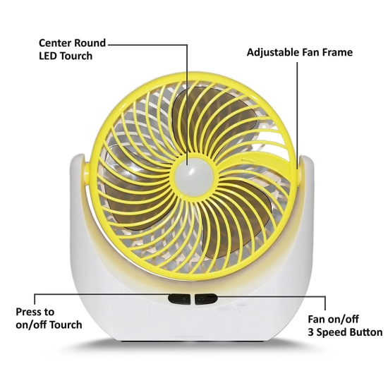 Table Fan Powerful Wind Rechargeable Portable Desk Fan with 3 Speed