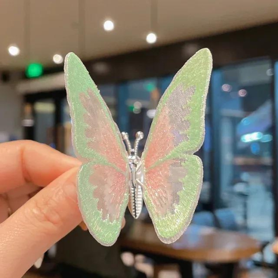 Fluttering butterfly hairclip-Green