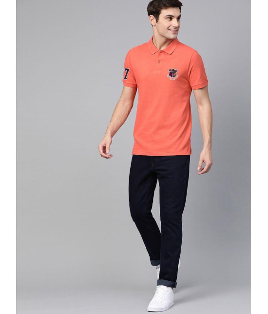 ADORATE Cotton Blend Regular Fit Printed Half Sleeves Mens Polo T Shirt - Coral ( Pack of 1 ) - None