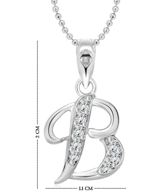 Vighnaharta B Alphabet Rhodium Plated Pendant - [VFJ1112PR]