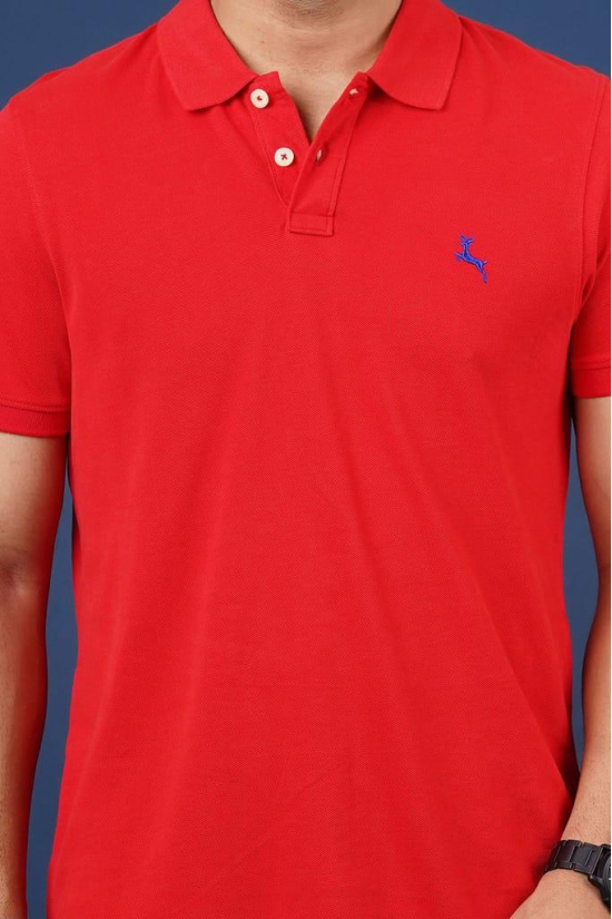 Men's Red Embroidery Polo T-Shirt