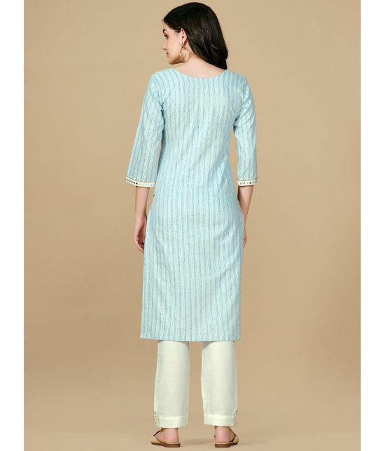 Glomee - Light Blue Cotton Blend Womens Straight Kurti ( Pack of 1 ) - None