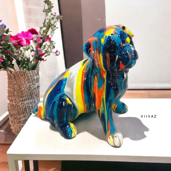 Hugo French Bull dog-Abstract Water Paint / Polyresin | Gloss Finish / H: 8 | L: 89 | W: 7 (Inch)