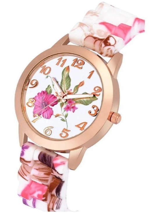 Rhonium Multicolor PU Analog Womens Watch