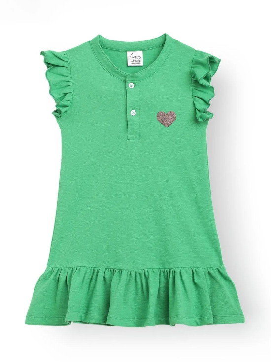 SUMMER GREEN GIRLS HEART DRESS - GREEN-10-12 YEARS / 1N / GREEN