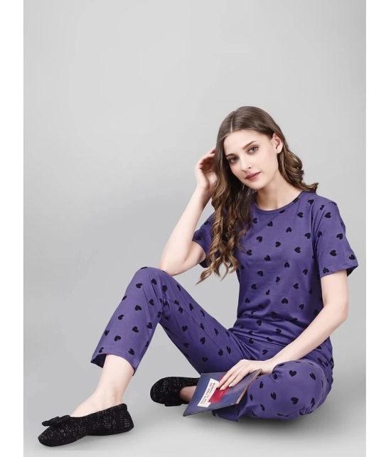 Smarty Pants Purple Cotton Womens Nightwear Nightsuit Sets ( Pack of 1 ) - None