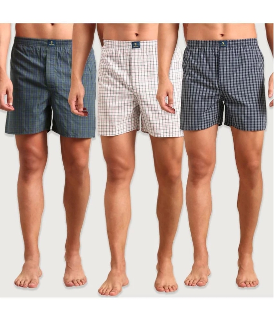 Joven Multicolor Boxer Shorts Cotton Men's Boxer- ( Pack of 3 ) - None