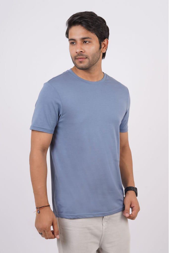 Men's Denim Blue  Pima Cotton Crew Neck