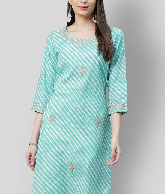 Divena - Green Cotton Womens Straight Kurti - 5XL