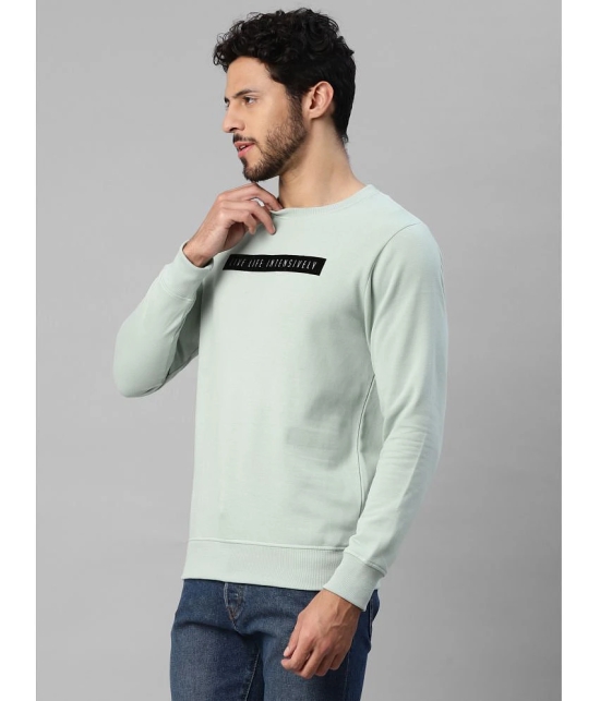 UrbanMark Men Regular Fit Printed Full Sleeves Round Neck Fleece Sweatshirt-Mint Green - None