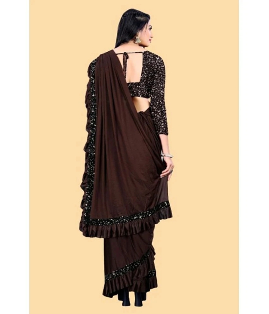 JULEE - Coffee Lycra Saree With Blouse Piece ( Pack of 1 ) - Coffee