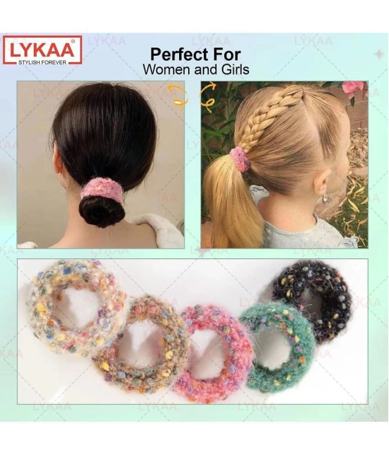 Lykaa Soft Stretchable hair rubber band hair ties ponytail holder hair Band - Pack of 5 (Multicolor) - Multi