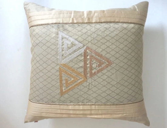 Naturally Neutral Metallic Zari Embroidery Mix N Match Cream Cushion Cover Size 16x16