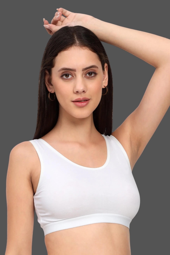 Jomferry Sports Cotton Bra Women | Gym Bra | Jogging Bra | White-XL