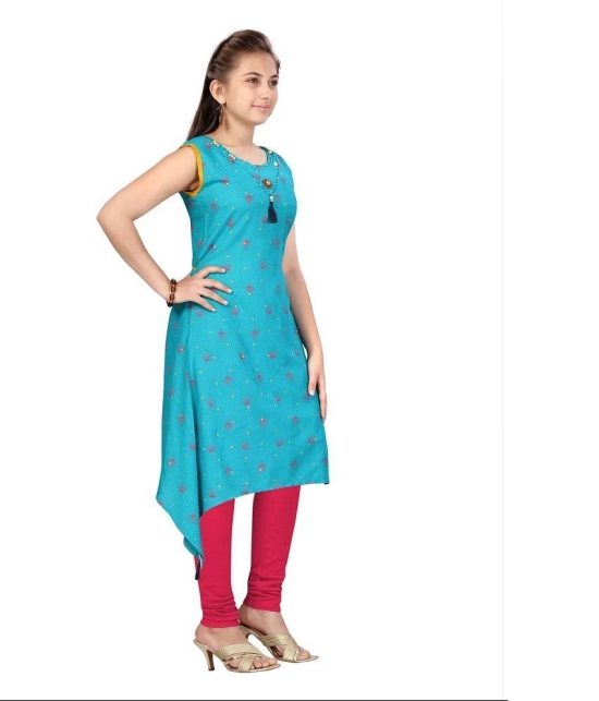 Aarika Turquoise Cotton Girls Kurti Legging Set ( Pack of 1 ) - None