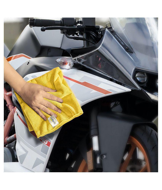 SOFTSPUN Microfiber Cloth - 4 pcs - 40x40 cms - 340 GSM Yellow - Thick Lint & Streak-Free Multipurpose Cloths - Automotive Microfibre Towels for Car Bike Cleaning Polishing Washing & Detaili