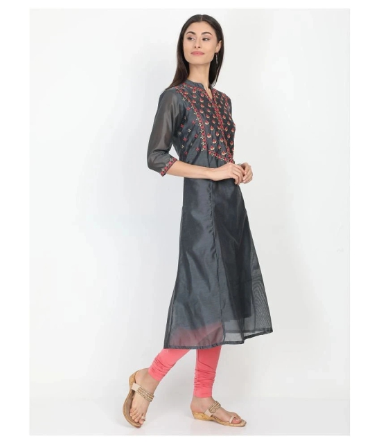 Alena - Grey Chanderi Womens A-line Kurti - S