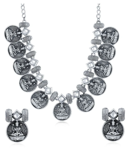 Sukkhi Alloy Silver Traditional Necklaces Set Collar - Silver