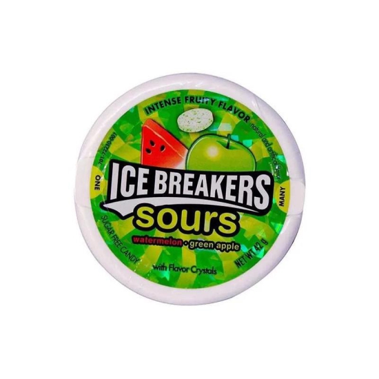 Ice Breakers Sugar Free Fruit Sours Watermelon & Green Apple 42G