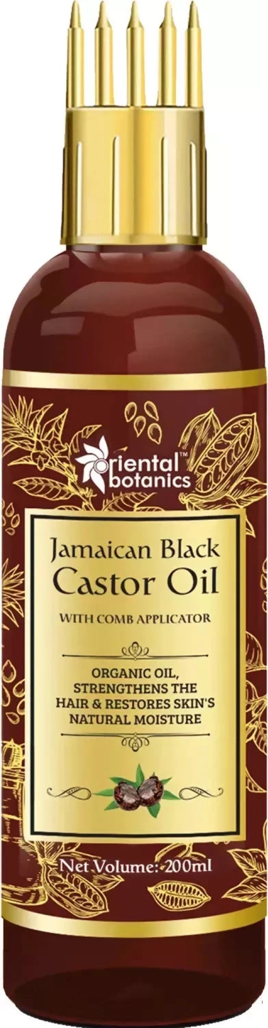 Oriental Botanics Jamaican Black Castor Oil For Hair And Skin Care With Comb Applicator (200ml)