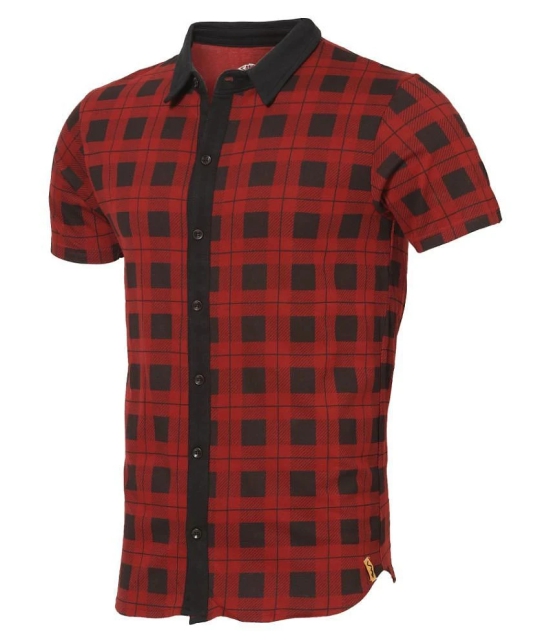 Campus Sutra Cotton Regular Fit Checks Half Sleeves Mens Casual Shirt - Red ( Pack of 1 ) - None