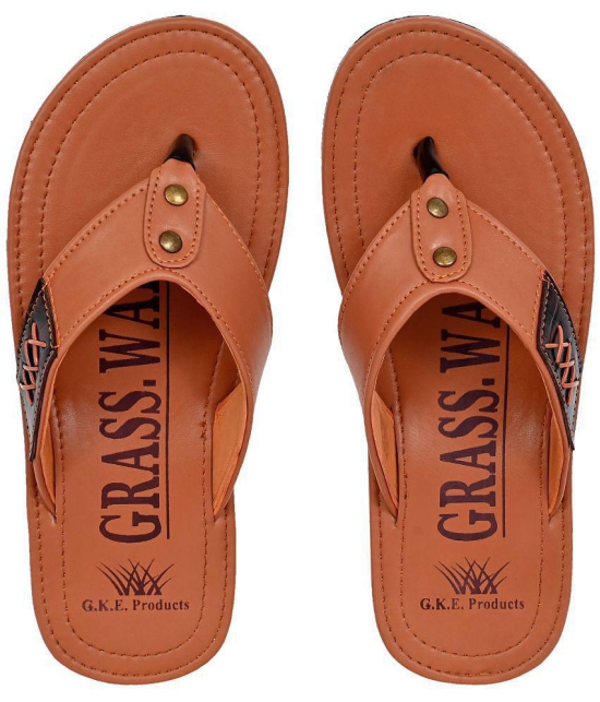 GRASS WALK - Tan Mens Thong Flip Flop - None