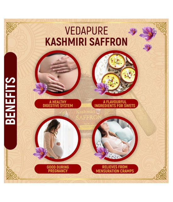 Vedapure Finest A++ Grade Original Kashmiri Saffron/Kesar For Pregnant Women, Skin 1 Gram- (Pack of 1)