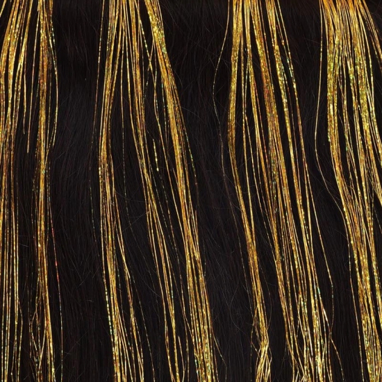 RefynHair - Tinsel Hair Extension | Golden | High Density | Festive Shimmer for Special Occasions and Everyday Glamour Glitter Shiny Metallic Party Glamorous Trendy | Pack of 4