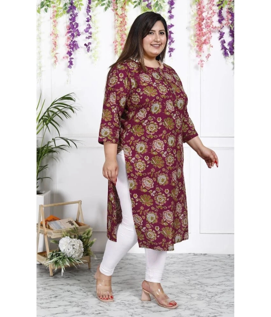 Swasti Cotton Printed Straight Womens Kurti - Maroon ( Pack of 1 ) - None