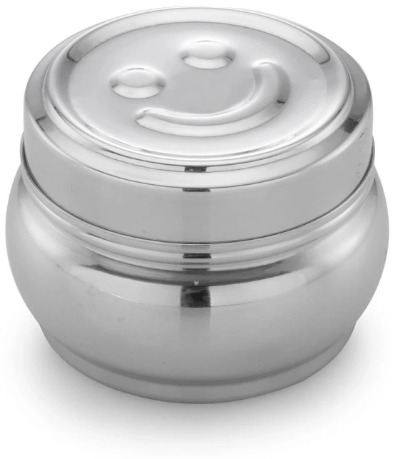 Dynore 3 Pcs Smiley Dabba Steel Silver Utility Container ( Set of 3 ) - Silver