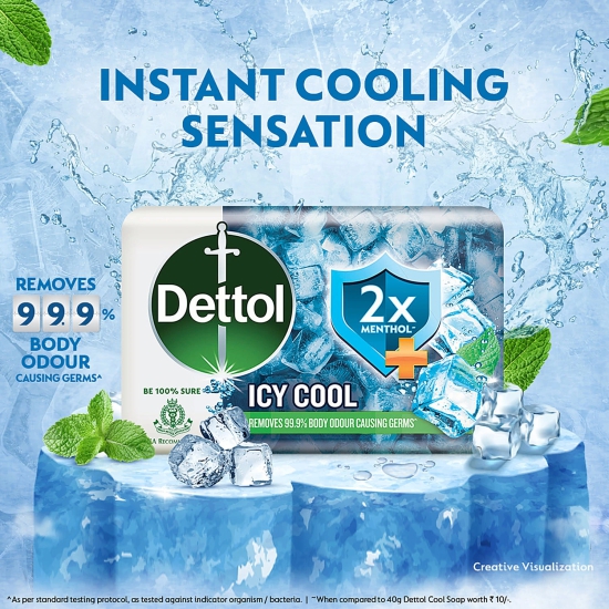 Dettol Intense Cool 2X Menthol Soap, Protects From Body Odour, 125G