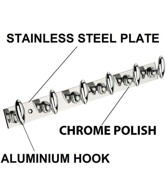 Onmax Stainless Steel and Aluminum Cloth Hanger/Towel Hook/Khunti Bullet Design Wall Mounted Chrome Finish 6 Pin (Silver) Pack of 4 pcs (SSAK04SMALL)