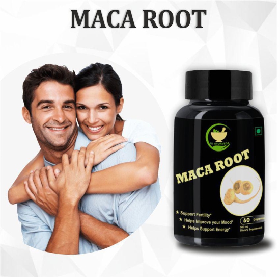 FIJ AYURVEDA Maca Root Extract Capsule for Libido Men & Women, 60 Capsules