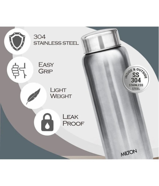 Milton Aqua 750 Stainless Steel Water Bottle, Set of 2, 750 ml Each, Silver - Silver