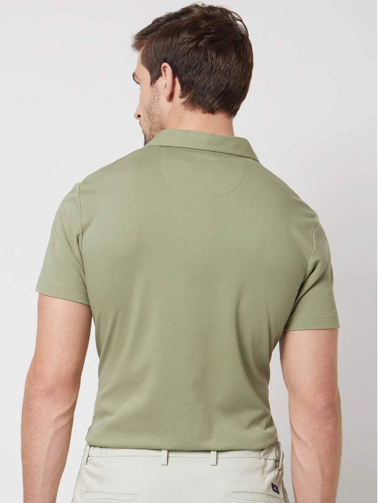 Light Olive Plain Plain Slim Fit Casual Polo